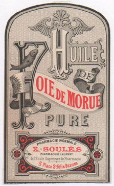 tiquette d'huile de foie de morue de la collection