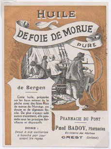 tiquette d'huile de foie de morue de la collection