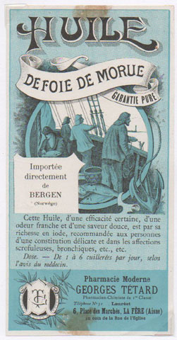 tiquette d'huile de foie de morue de la collection