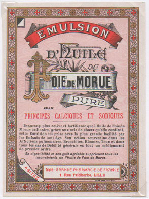 tiquette d'huile de foie de morue de la collection