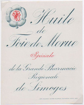 tiquette d'huile de foie de morue de la collection