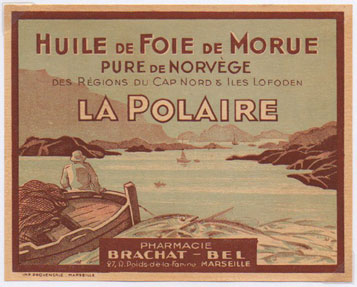 tiquette d'huile de foie de morue de la collection