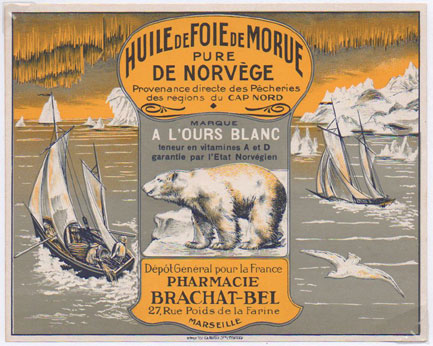 tiquette d'huile de foie de morue de la collection