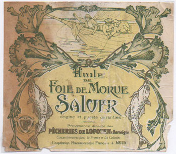 tiquette d'huile de foie de morue de la collection