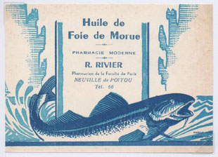 tiquette d'huile de foie de morue de la collection