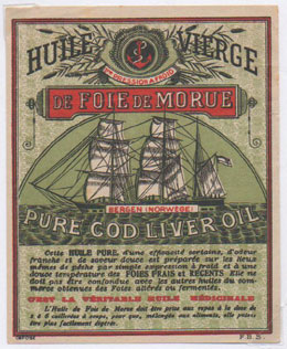 tiquette d'huile de foie de morue de la collection