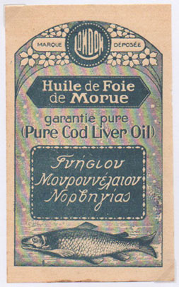 tiquette d'huile de foie de morue de la collection